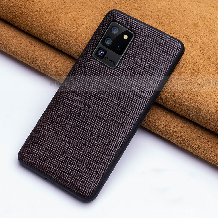 Funda Lujo Cuero Carcasa R03 para Samsung Galaxy S20 Ultra Marron