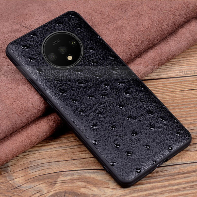 Funda Lujo Cuero Carcasa R04 para OnePlus 7T Negro