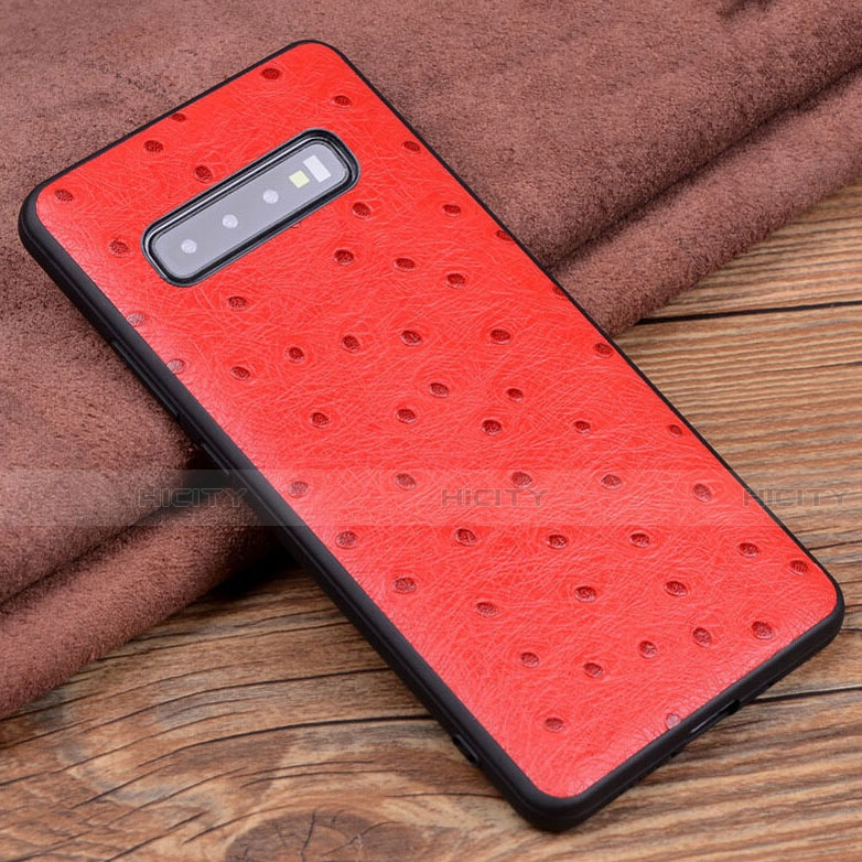 Funda Lujo Cuero Carcasa R04 para Samsung Galaxy S10 Plus Rojo