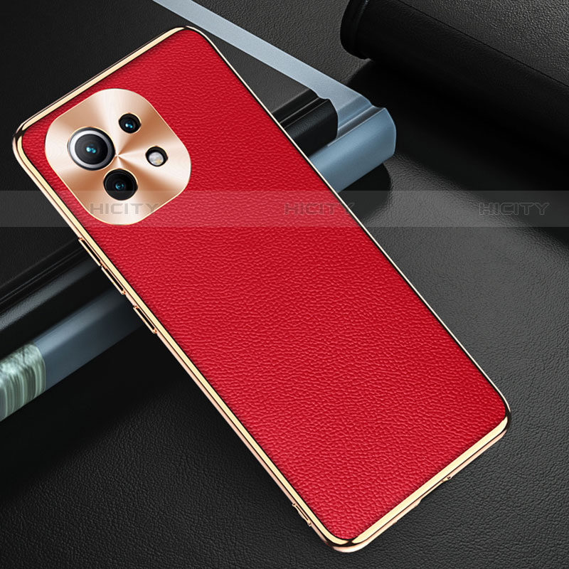 Funda Lujo Cuero Carcasa R05 para Xiaomi Mi 11 5G Rojo