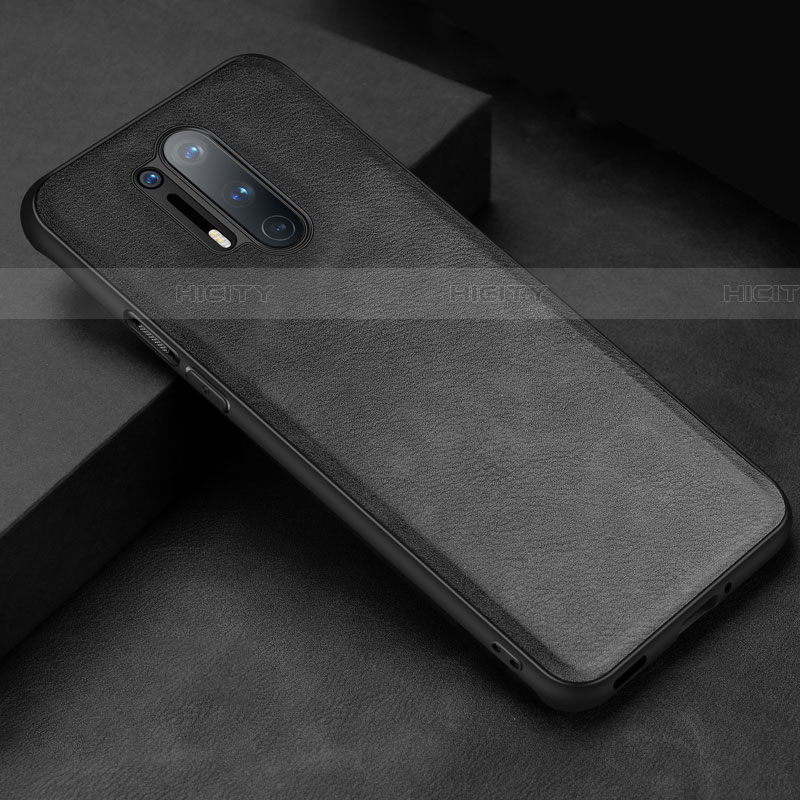 Funda Lujo Cuero Carcasa R06 para OnePlus 8 Pro Negro