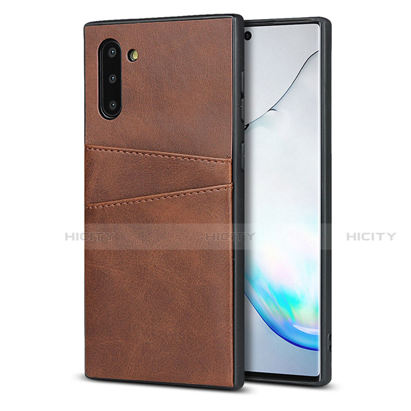 Funda Lujo Cuero Carcasa R06 para Samsung Galaxy Note 10 5G Marron