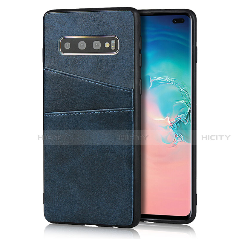 Funda Lujo Cuero Carcasa R06 para Samsung Galaxy S10 Plus Azul