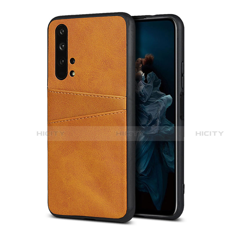 Funda Lujo Cuero Carcasa R07 para Huawei Honor 20 Pro Naranja