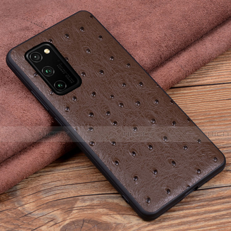 Funda Lujo Cuero Carcasa R07 para Huawei Honor View 30 Pro 5G Marron