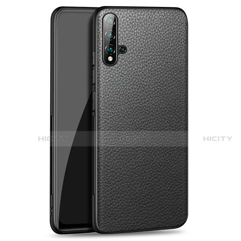 Funda Lujo Cuero Carcasa R07 para Huawei Nova 5 Negro