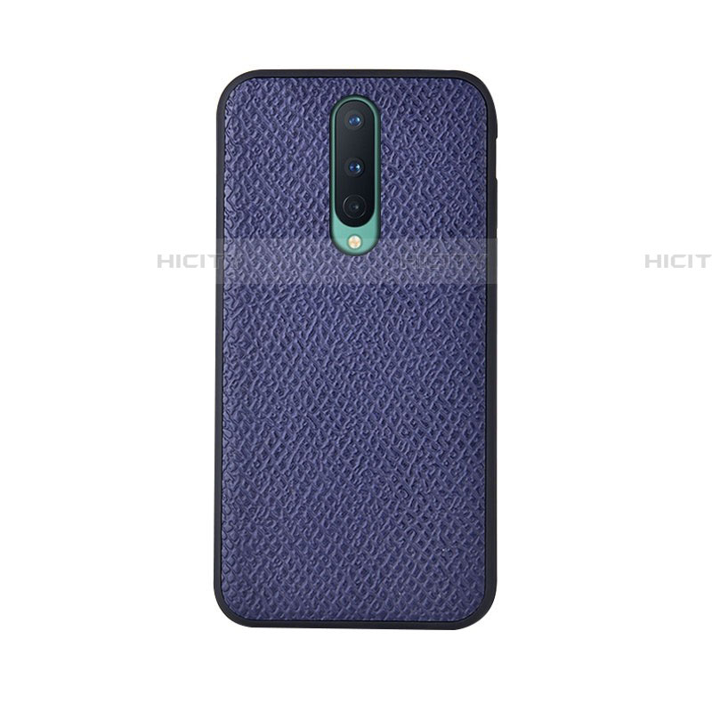 Funda Lujo Cuero Carcasa R07 para OnePlus 8 Azul