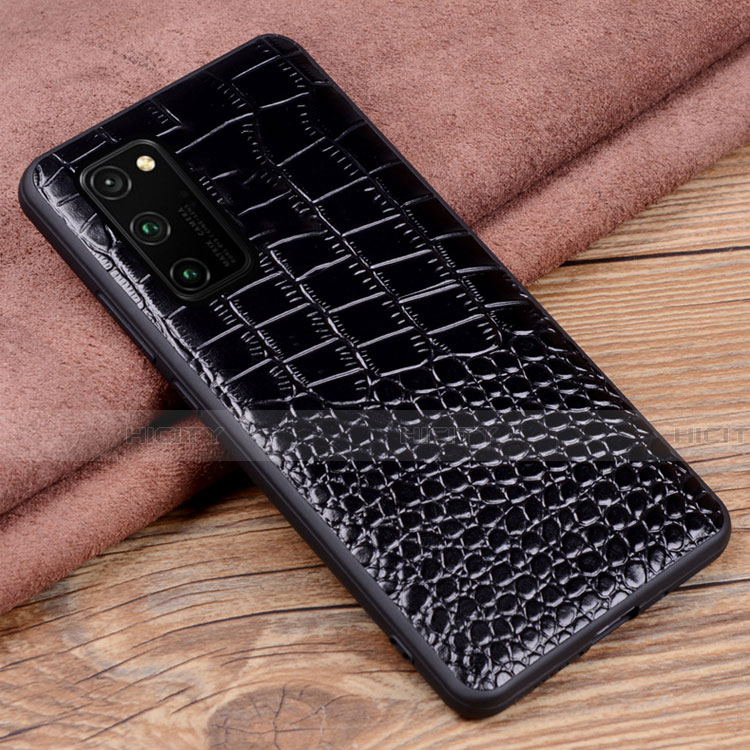 Funda Lujo Cuero Carcasa R08 para Huawei Honor View 30 5G Negro