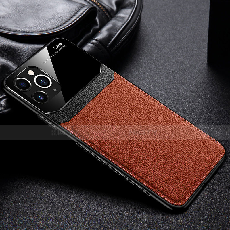 Funda Lujo Cuero Carcasa R09 para Apple iPhone 11 Pro Max Marron