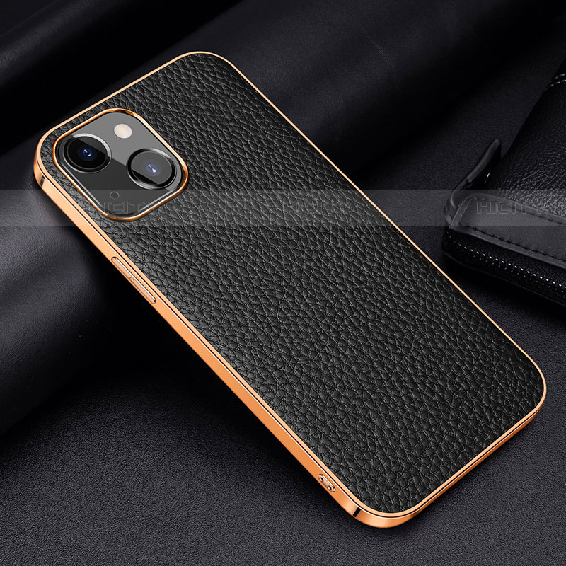 Funda Lujo Cuero Carcasa S01 para Apple iPhone 13 Mini Negro