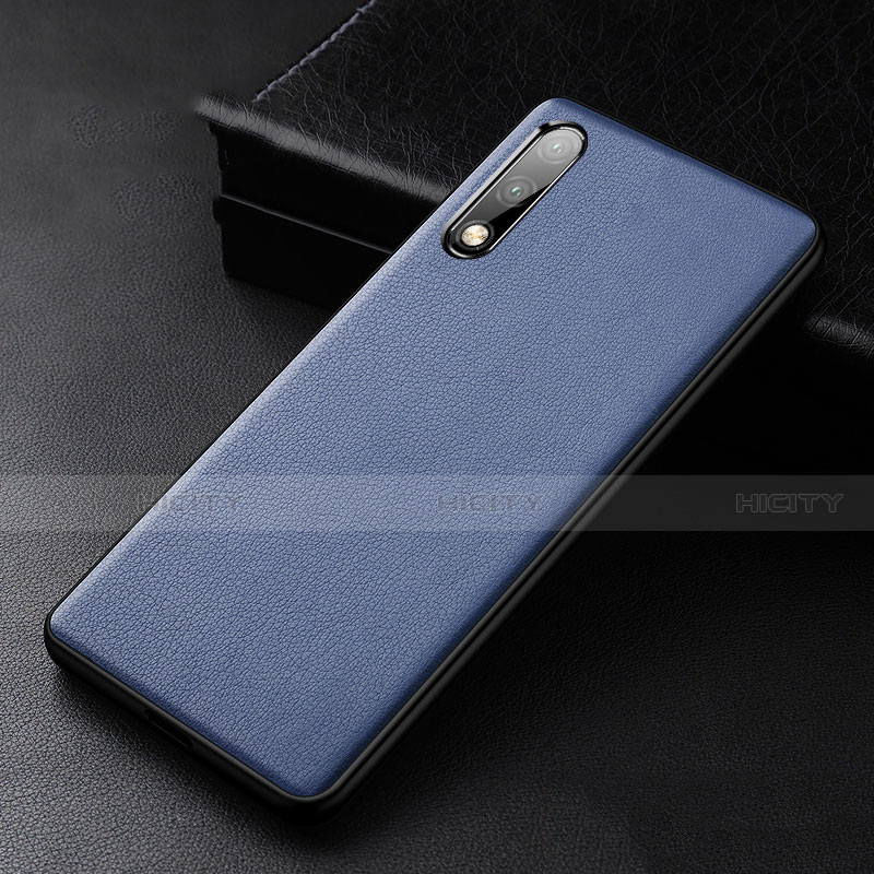 Funda Lujo Cuero Carcasa S01 para Huawei Enjoy 10 Azul