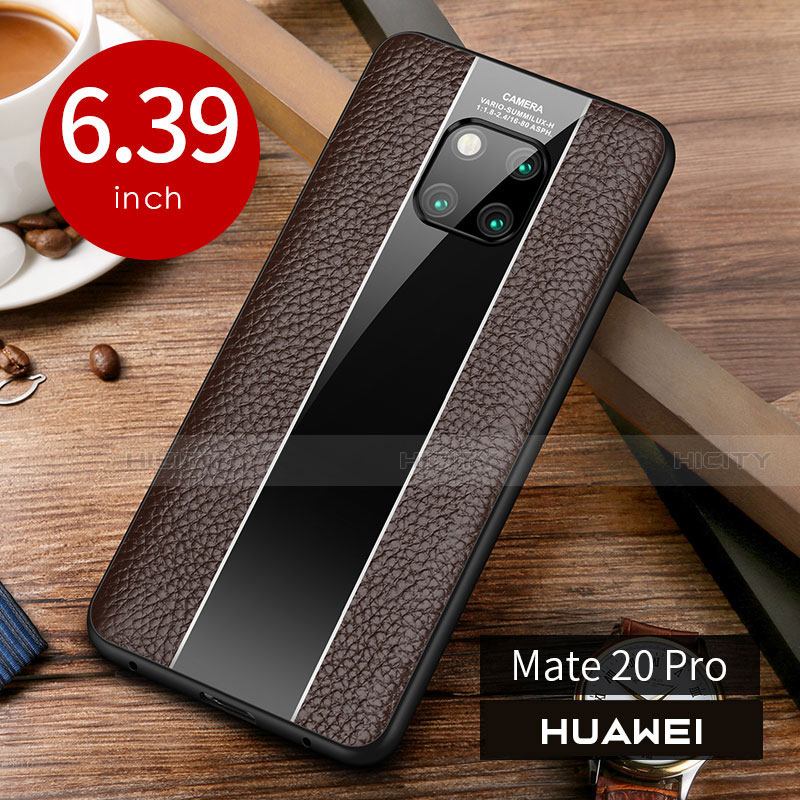 Funda Lujo Cuero Carcasa S01 para Huawei Mate 20 Pro Marron