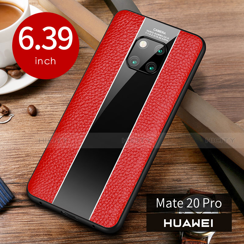 Funda Lujo Cuero Carcasa S01 para Huawei Mate 20 Pro Rojo