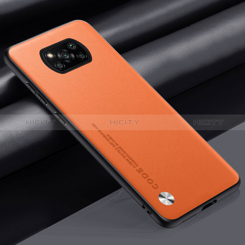 Funda Lujo Cuero Carcasa S01 para Xiaomi Poco X3 Naranja