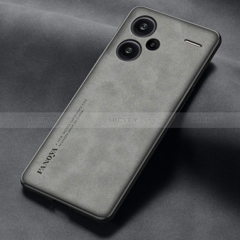 Para Xiaomi Redmi Note 13 Funda para teléfono de cuero de color puro con  textura Litchi (