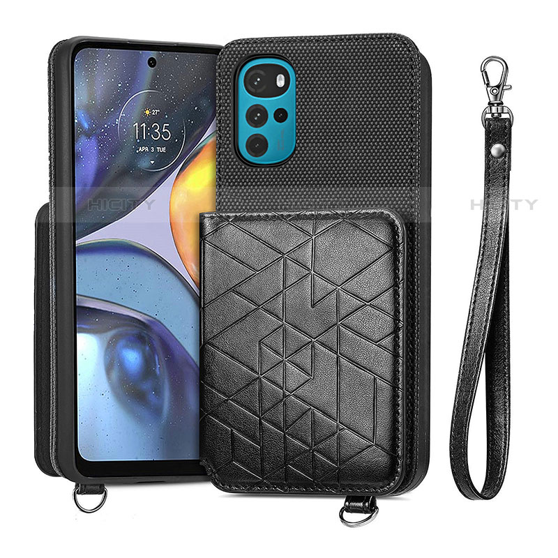 Funda Lujo Cuero Carcasa S01D para Motorola Moto G22 Negro