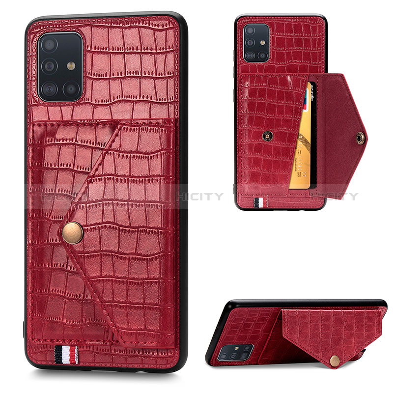 Funda Lujo Cuero Carcasa S01D para Samsung Galaxy A51 5G Rojo