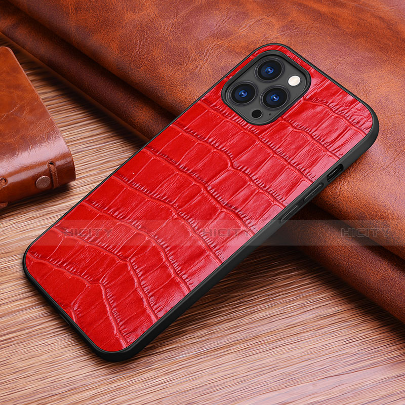 Funda Lujo Cuero Carcasa S02 para Apple iPhone 13 Pro Max Rojo