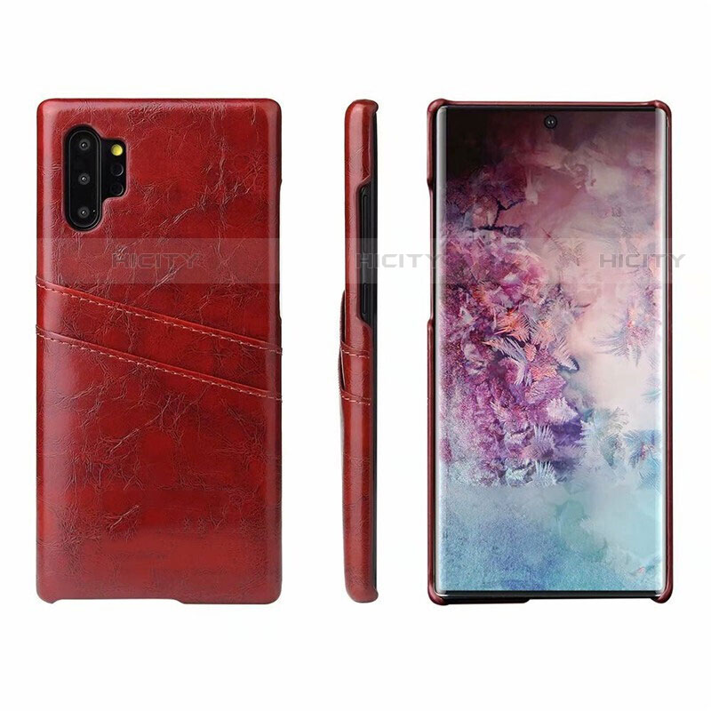 Funda Lujo Cuero Carcasa S02 para Samsung Galaxy Note 10 Plus 5G Rojo Rosa