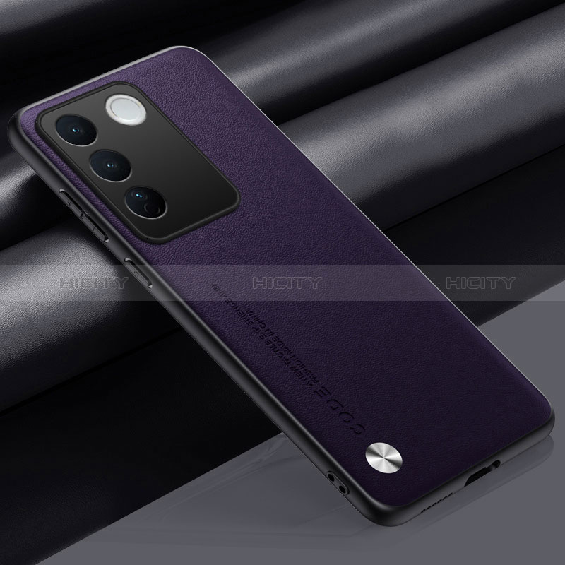 Funda Lujo Cuero Carcasa S02 para Vivo V27 Pro 5G Morado