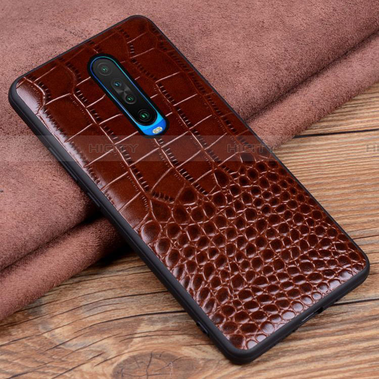 Funda Lujo Cuero Carcasa S02 para Xiaomi Redmi K30 5G Marron