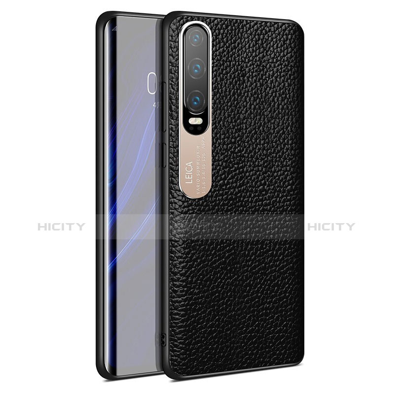 Funda Lujo Cuero Carcasa S03 para Huawei P30 Negro