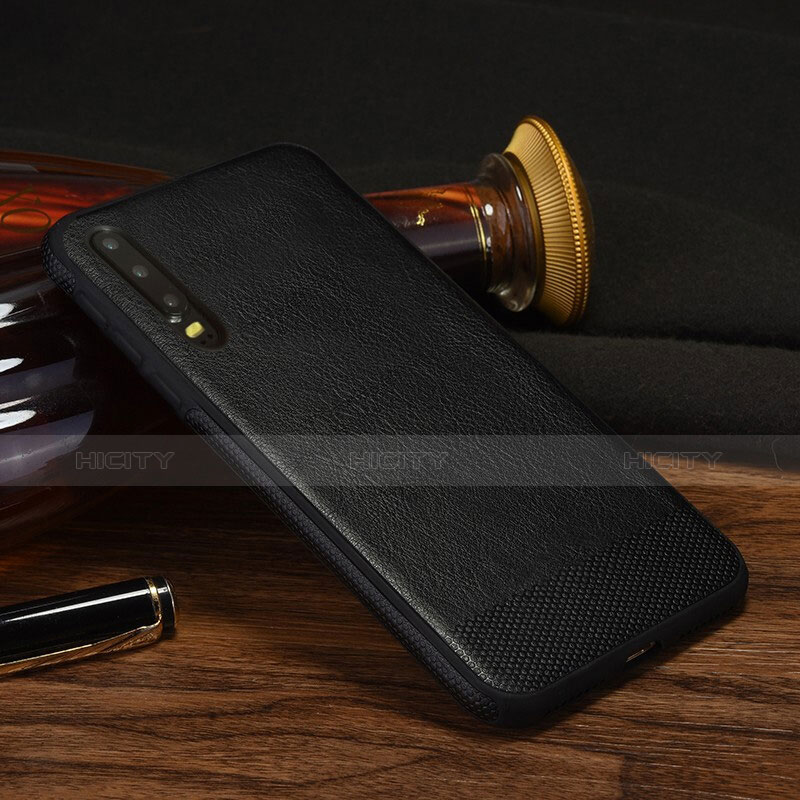 Funda Lujo Cuero Carcasa S04 para Huawei P30 Negro