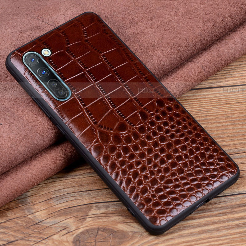 Funda Lujo Cuero Carcasa S04 para Oppo Reno3 Marron