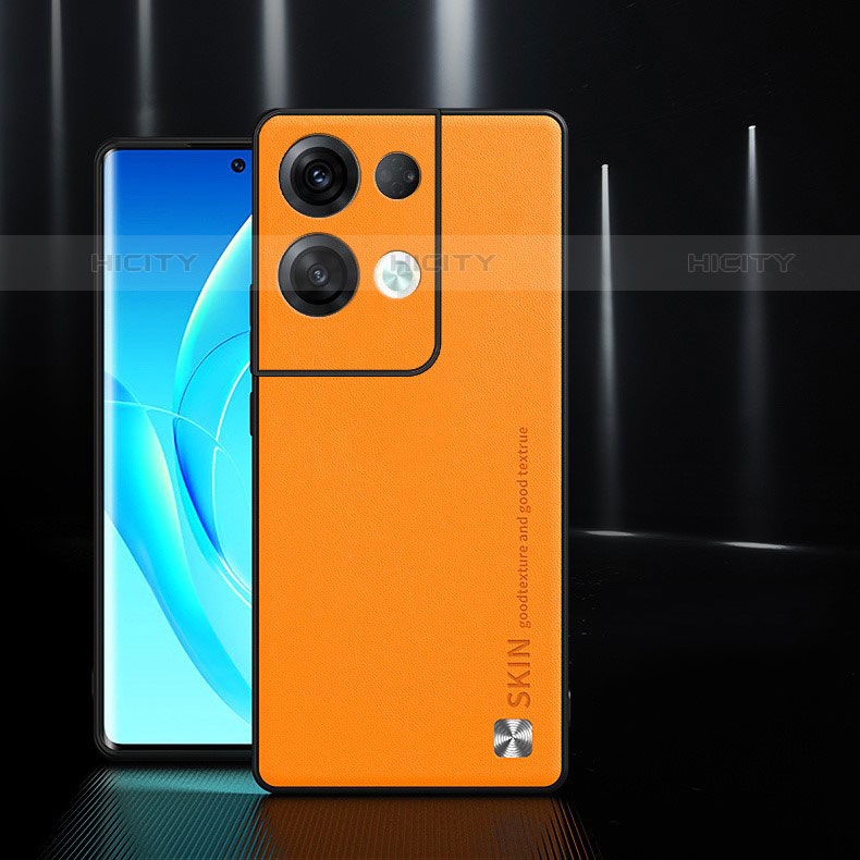 Funda Lujo Cuero Carcasa S04 para Oppo Reno8 Pro+ Plus 5G Naranja