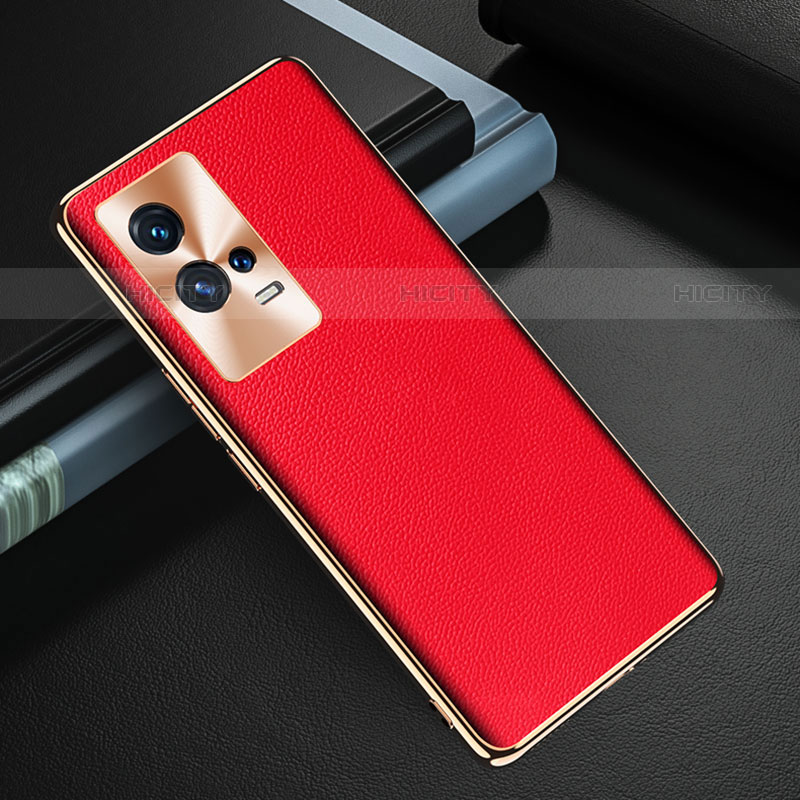 Funda Lujo Cuero Carcasa S04 para Vivo iQOO 8 Pro 5G Rojo