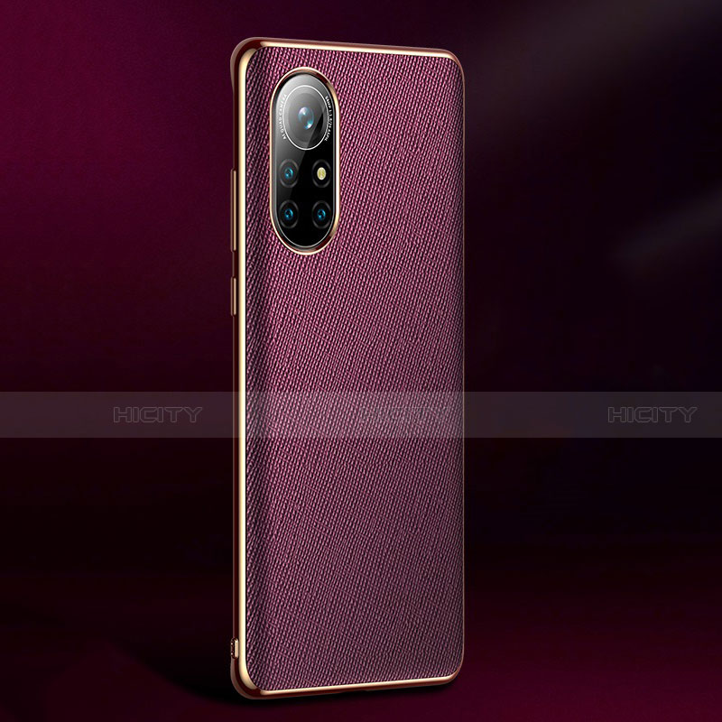 Funda Lujo Cuero Carcasa S05 para Huawei Nova 8 5G Morado