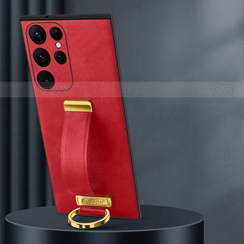 Funda Lujo Cuero Carcasa S05 para Samsung Galaxy S21 Ultra 5G Rojo