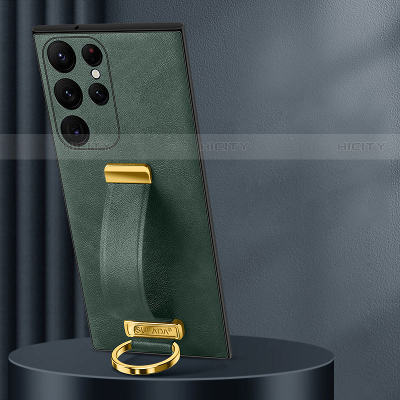 Funda Lujo Cuero Carcasa S05 para Samsung Galaxy S21 Ultra 5G Verde