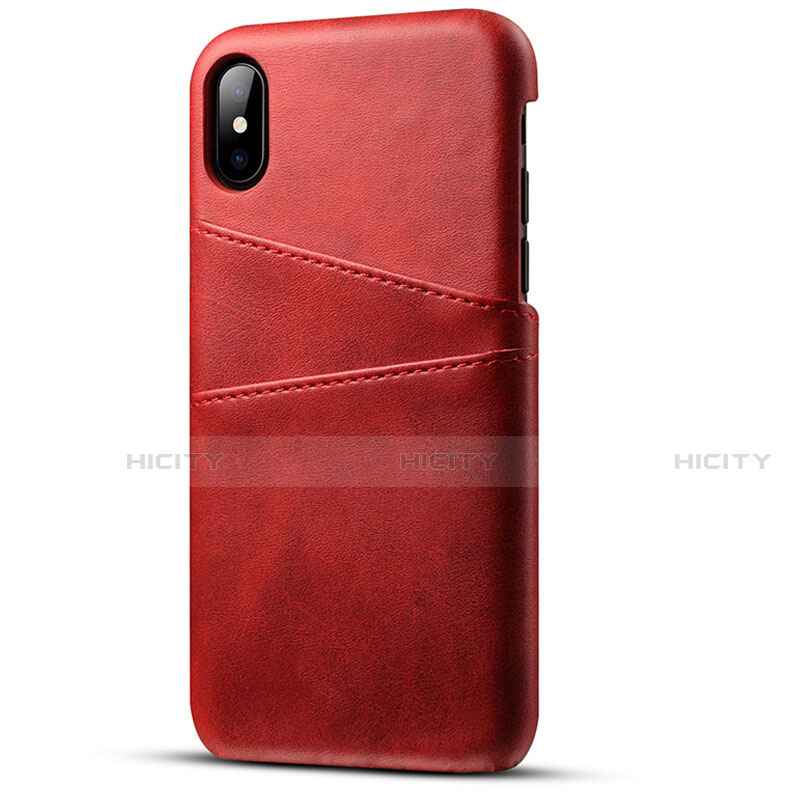 Funda Lujo Cuero Carcasa S06 para Apple iPhone Xs Max Rojo
