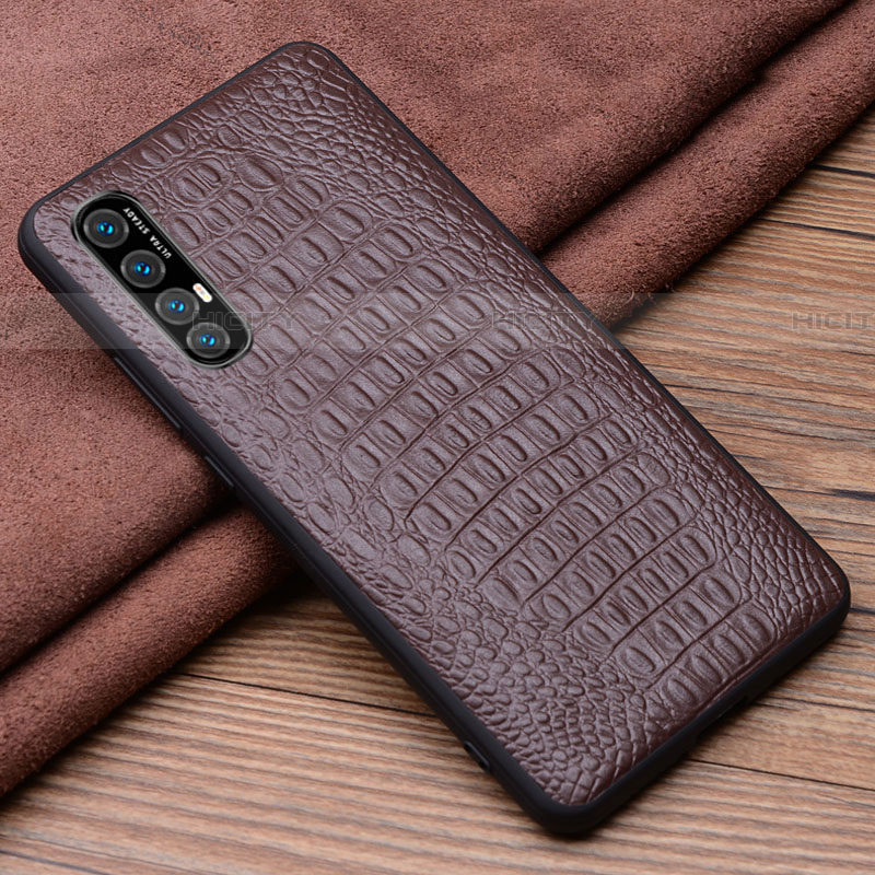 Funda Lujo Cuero Carcasa S06 para Oppo Find X2 Neo Marron