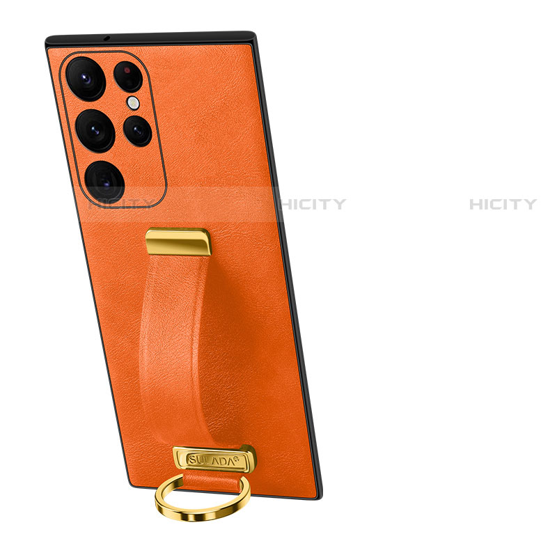Funda Lujo Cuero Carcasa S06 para Samsung Galaxy S21 Ultra 5G Naranja