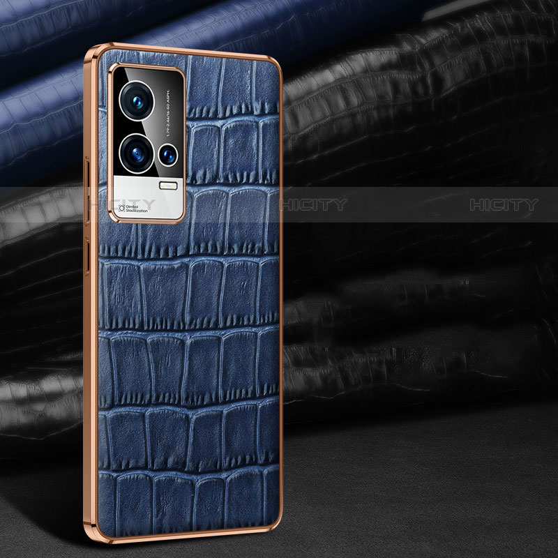 Funda Lujo Cuero Carcasa S06 para Vivo iQOO 8 Pro 5G Azul