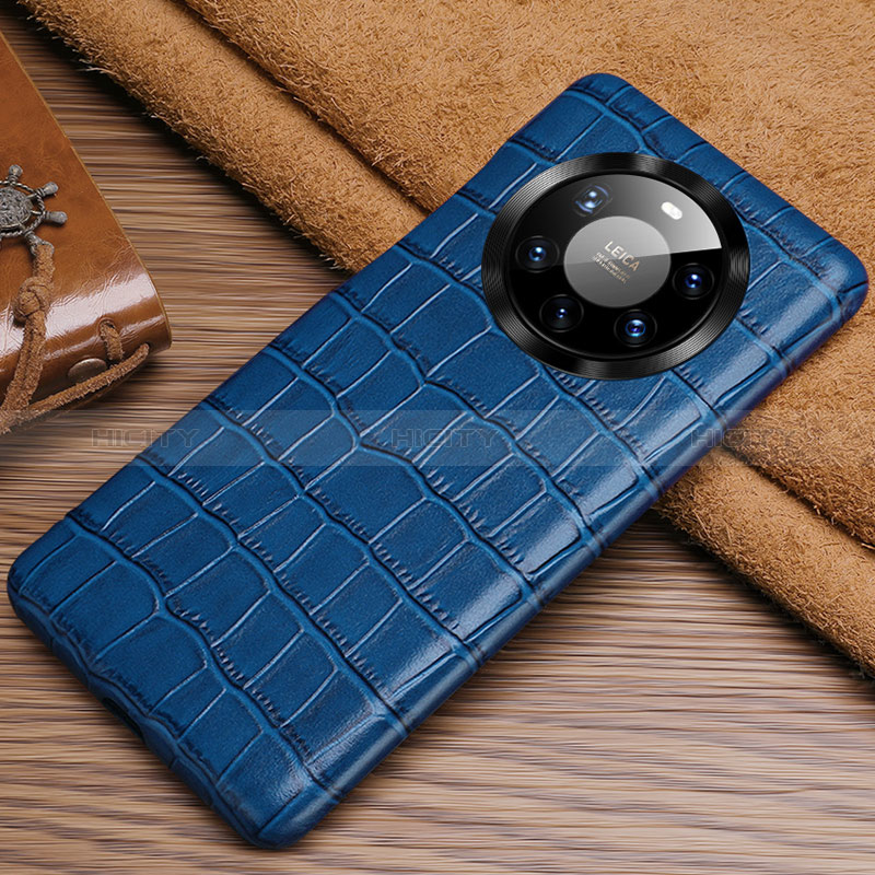 Funda Lujo Cuero Carcasa ST3 para Huawei Mate 40 Pro+ Plus Azul