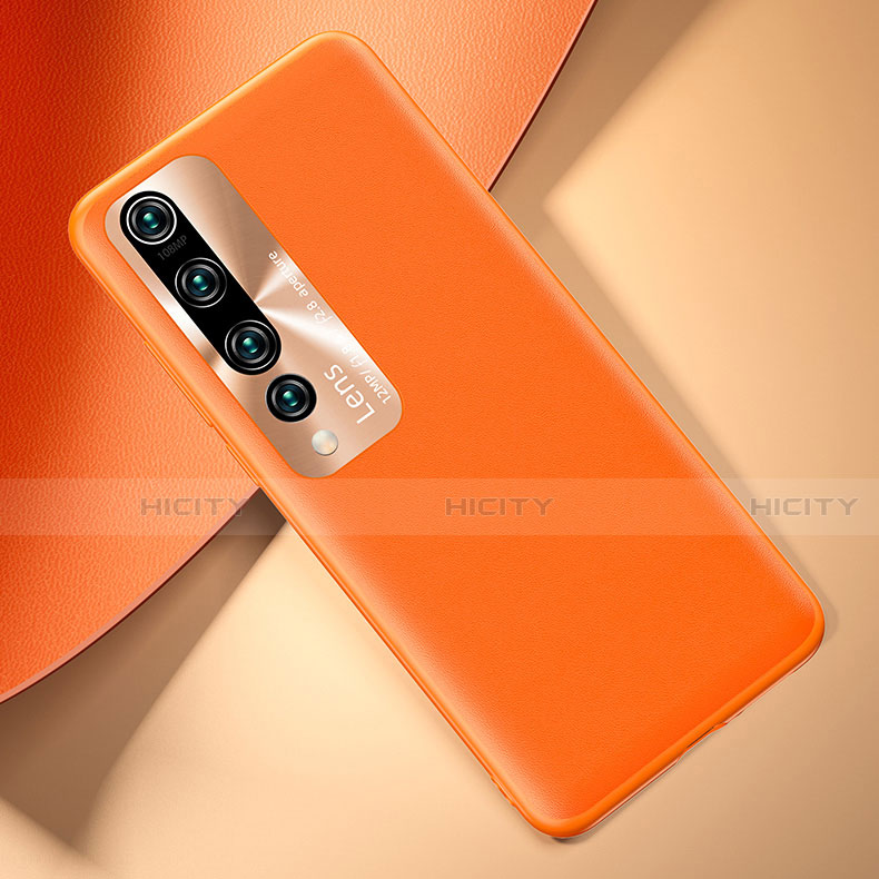 Funda Lujo Cuero Carcasa T01 para Xiaomi Mi 10 Naranja