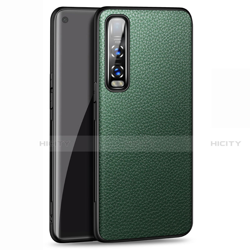 Funda Lujo Cuero Carcasa U03 para Oppo Find X2 Pro Verde