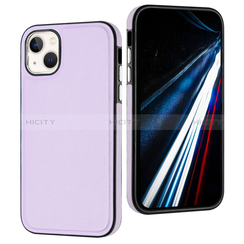 Funda Lujo Cuero Carcasa Y03B para Apple iPhone 14 Plus Purpura Claro