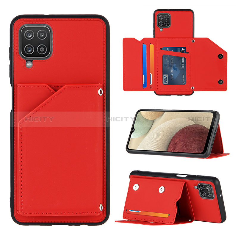Funda Lujo Cuero Carcasa Y03B para Samsung Galaxy A12 Nacho Rojo