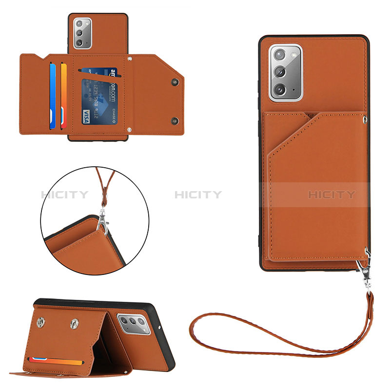 Funda Lujo Cuero Carcasa Y03B para Samsung Galaxy Note 20 5G Marron