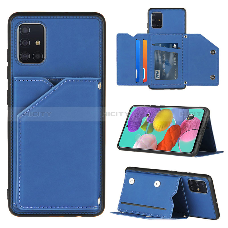 Funda Lujo Cuero Carcasa Y04B para Samsung Galaxy A51 5G Azul