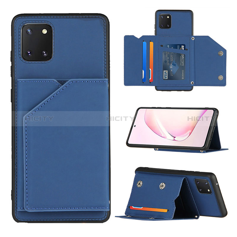 Funda Lujo Cuero Carcasa Y04B para Samsung Galaxy A81 Azul