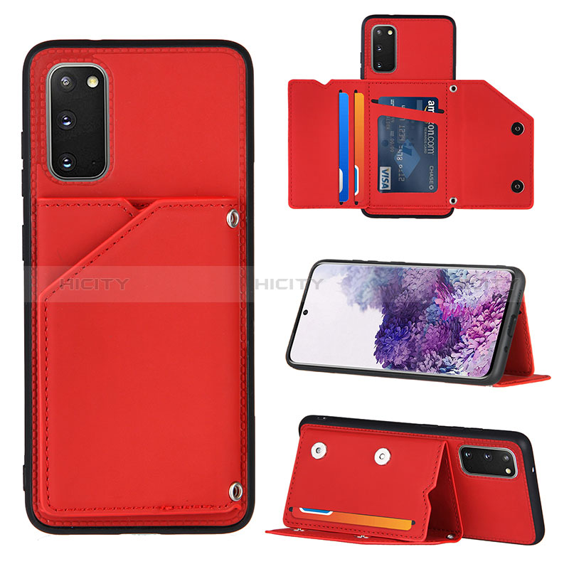 Funda Lujo Cuero Carcasa Y04B para Samsung Galaxy S20 Rojo