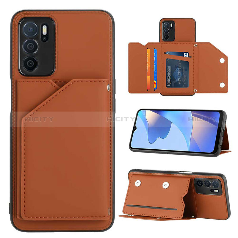 Funda Lujo Cuero Carcasa YB1 para Oppo A54s Marron