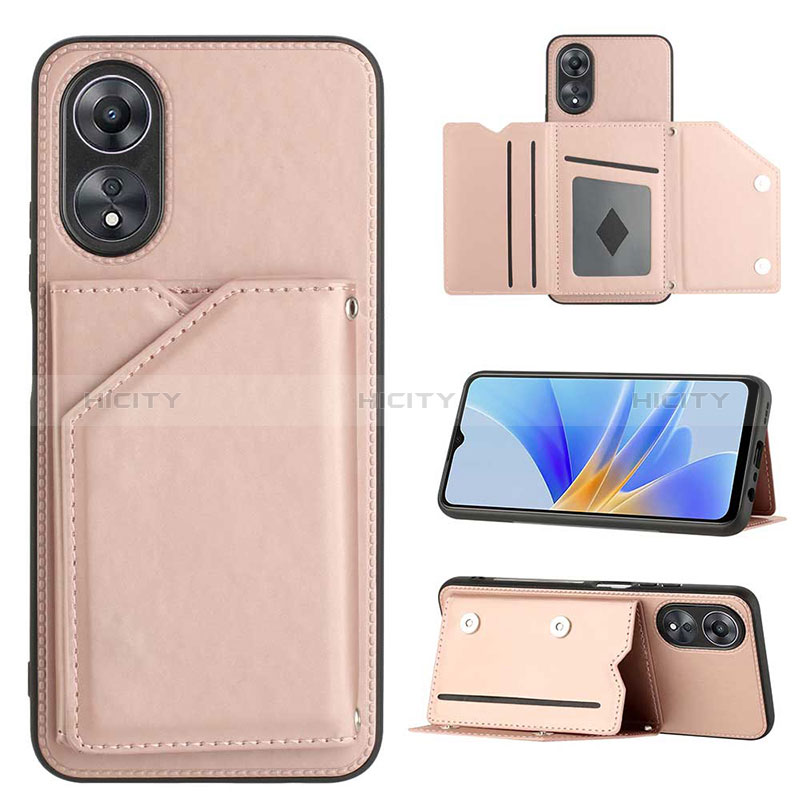 Funda Lujo Cuero Carcasa YB1 para Oppo A58 5G Oro Rosa