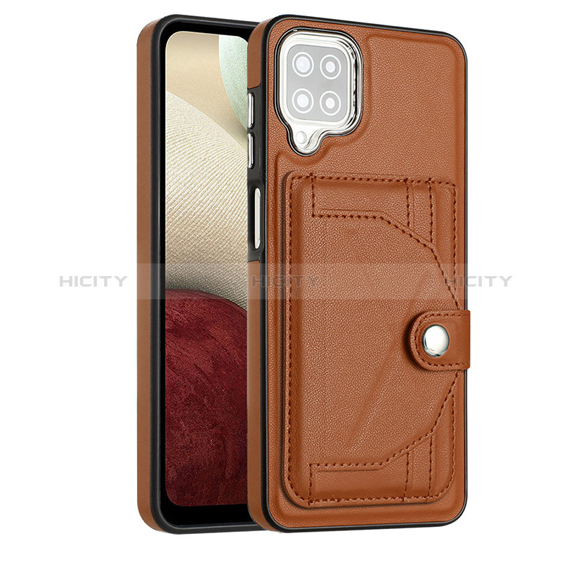 Funda Lujo Cuero Carcasa YB2 para Samsung Galaxy A12 Nacho Marron