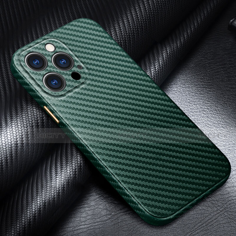 Funda Lujo Fibra de Carbon Carcasa Twill para Apple iPhone 13 Pro Max Verde